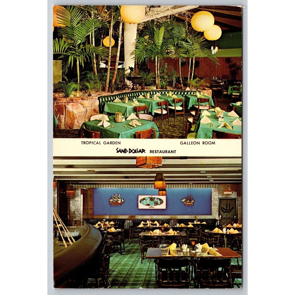 Postcard Florida St. Petersburg Sand Dollar Restaurant Galleon Room VTG c1960s